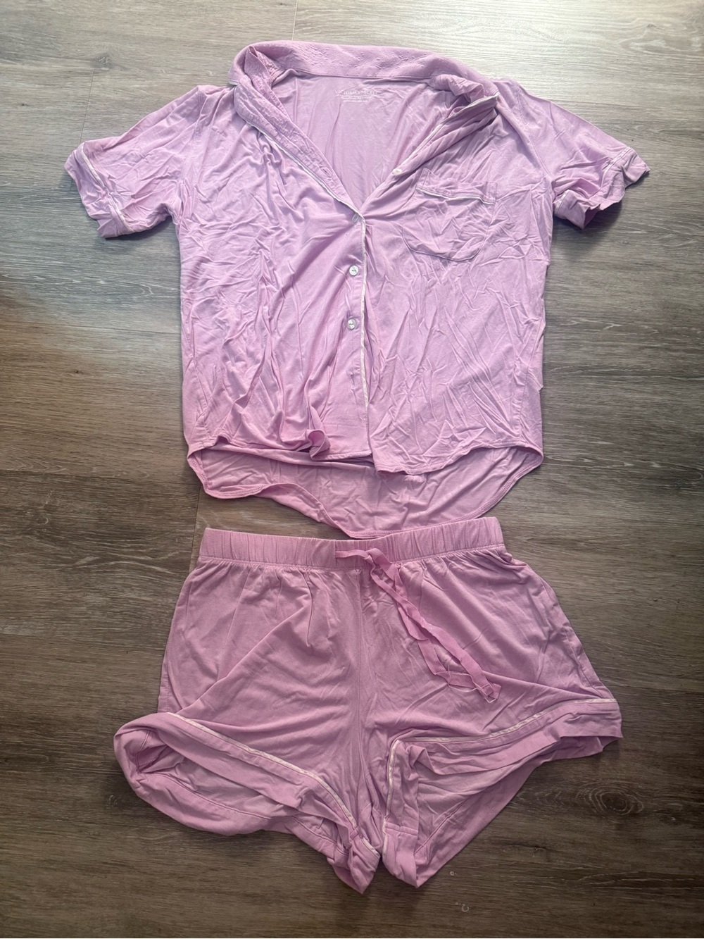 Victoria's Secret Light Pink Short Sleeve Button Pajama Set